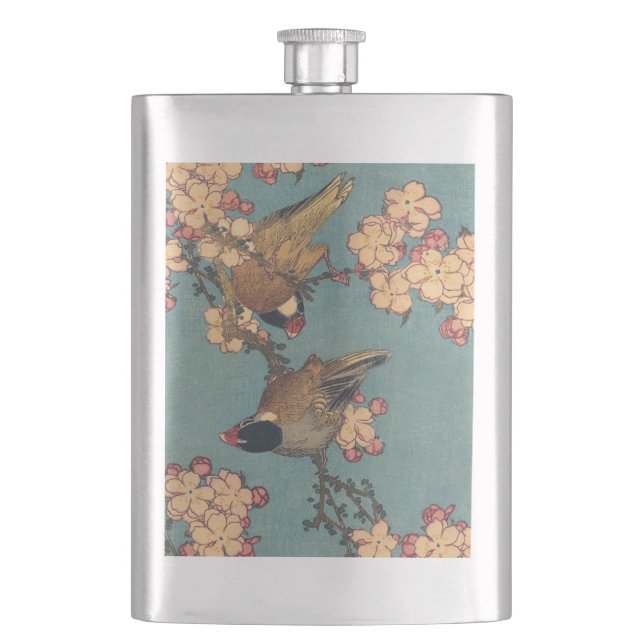 Cantil Birds Flowers Hokusai Art Japonês (Frente)