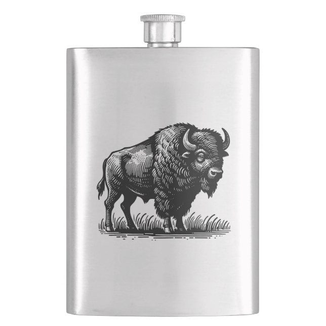Cantil Bison Buffalo Americano No Flask De Aço Inoxidável (Frente)