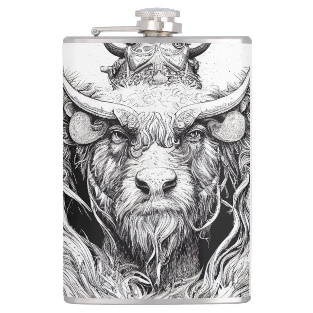Cantil Bison Buffalo Animal Wild Nature Illustration Line (Frente)