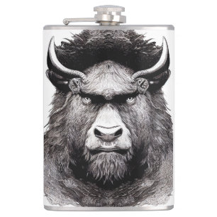 Cantil Bison Buffalo Animal Wild Nature Illustration Line
