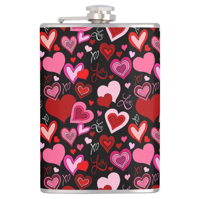 Cantil Black Pink Red Hearts Love Pattern (Frente)