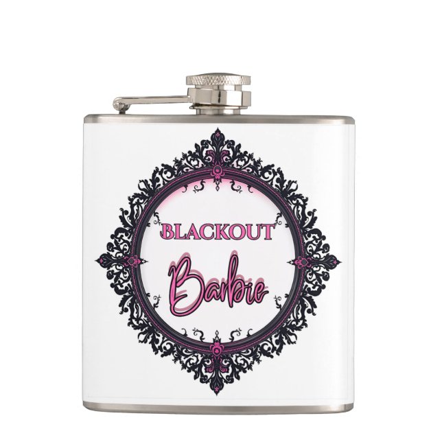 Cantil Blackout Barbie Flask | Presente para Festa Dark G (Frente)