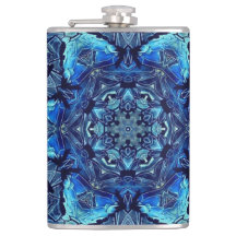 Blue Lotus Mirror Mandala Art - Flask