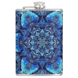 Cantil Blue Lotus Mirror Mandala Art - Flask