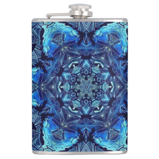 Cantil Blue Lotus Mirror Mandala Art - Flask