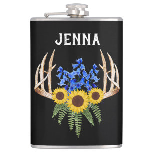 Cantil Bluebells e girassóis rústicos dos Antlers