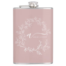 Blush Dusty Pink Modern Script Girly Monograma Nom