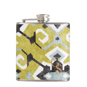 Cantil Boho chic padrão tribal ikat preto e amarelo