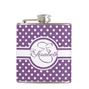 Cantil Bolinhas brancas elegantes em monograma roxo