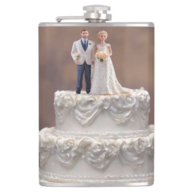 Cantil Bolo Branco De Casamento De Cinco Camadas Com Casa (Frente)