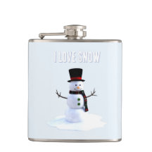 Boneco de neve com chapéu e cachecol. Eu Amo Neve