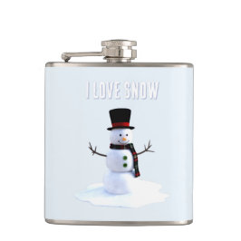 Cantil Boneco de neve com chapéu e cachecol. Eu Amo Neve
