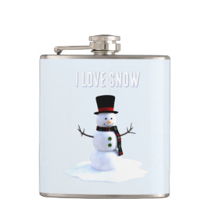 Cantil Boneco de neve com chapéu e cachecol. Eu Amo Neve