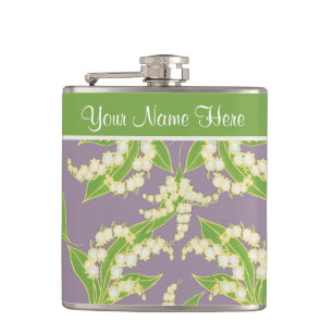 Cantil Bonito Floral Hip Flask: Lily of the Valley, Mauve
