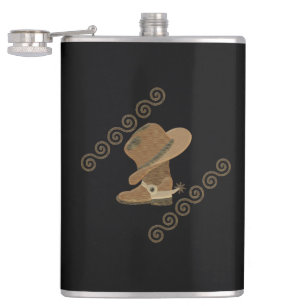 Cantil Boot de cowboy e chapéu de madeira