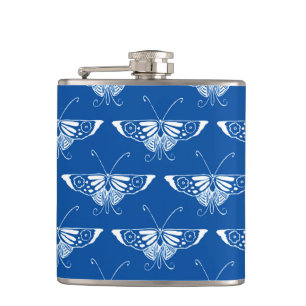 Cantil Borboleta de Art Deco estilizada, azul cobalto e b
