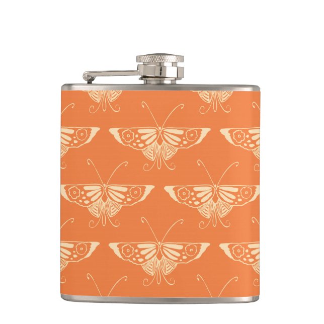 Cantil Borboleta Deco estilizada - laranja coral (Frente)