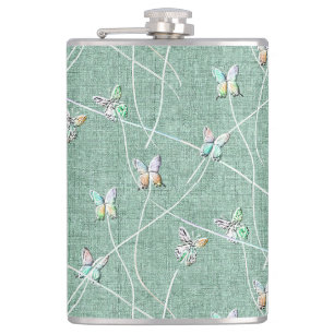 Cantil Borboletas de Aquarela em Verde-Casa