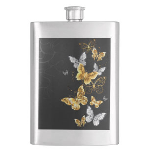 Cantil Borboletas Douradas e brancas