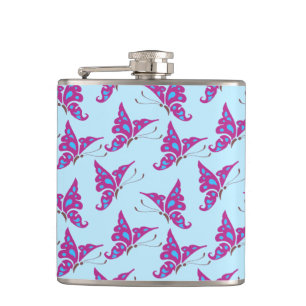 Cantil Borboletas roxas em azul claro, Impressão de borb