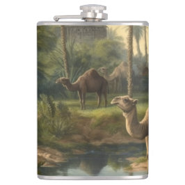 Cantil Botânica: dromedários na selva perto de um rio