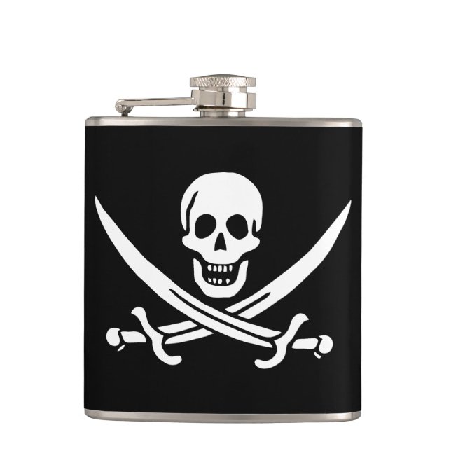 Cantil Branco, Bandeira Pirata Calico Jack, Caveira e Cut (Frente)