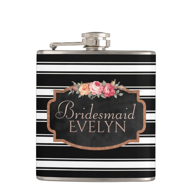 Cantil Bridesmaid Floral Personalizada | Wedding Flask (Frente)