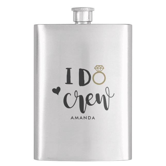 Cantil Bridesmaid I Do Crew Black and White Flask (Frente)
