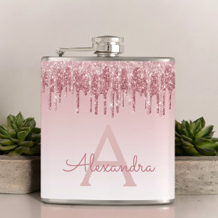 Cantil Brilho Dourado do rosa do rosa e monograma da