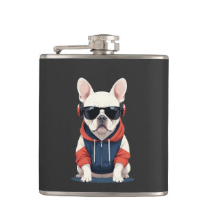 Cantil Buldogue Francês Vestindo Hoodie Música Legal Engr