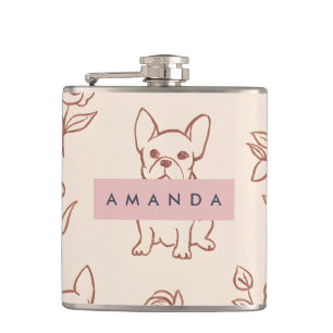 Cantil Bulldogue Francês Floral Fofo Personalizado