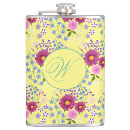 Cantil Buquê de Flor com Dahlia Monogramas Flask