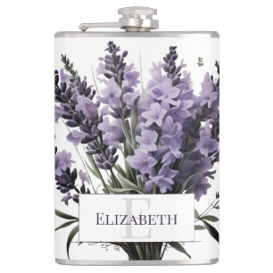 Cantil Buquê de Lavanda de Aquarela Personalizado