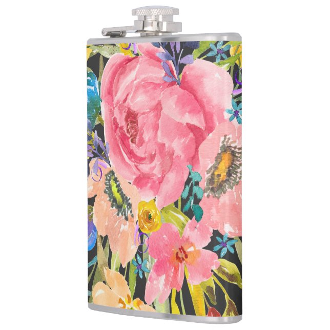 Cantil Buquê Floral de Rosa em Aquarela (Esquerda)