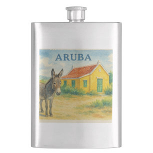 Cantil Burro de Aruba e Casa Cunucu Aquarela