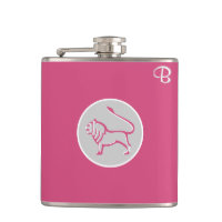 Cabaret Pink Monogramed Flask - Zodiac - Leo