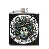 Cabeça de Medusa Olhando Verde Cheia de Cobras
