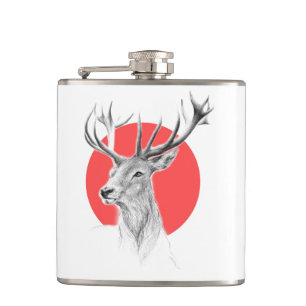 Cantil Cabeça de veado Estag desenho Círculo vermelho Art