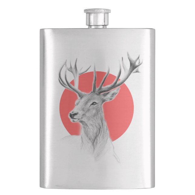 Cantil Cabeça de veado Estag desenho Círculo vermelho Art (Frente)