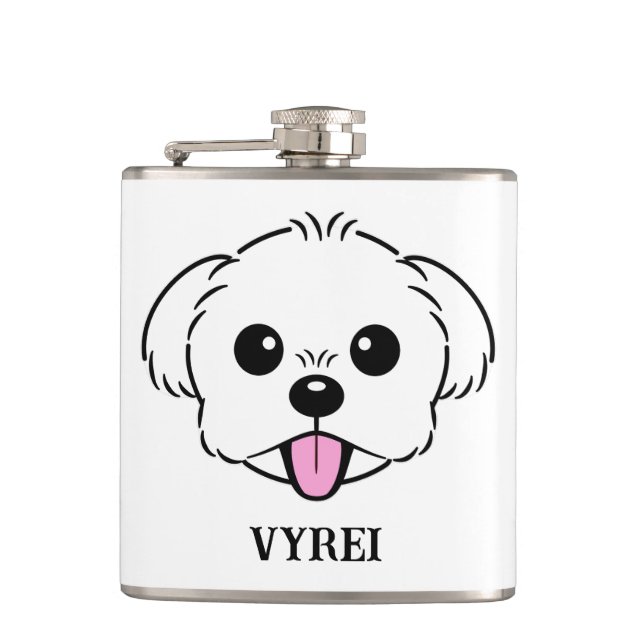 Cantil Cachorro Branco Bichon Cachorro Esticando A Língua (Frente)