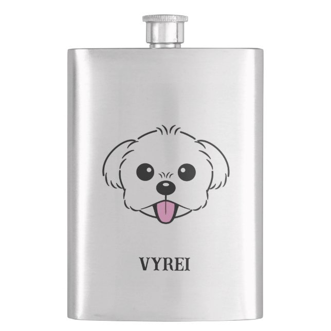 Cantil Cachorro Branco Bichon Cachorro Esticando A Língua (Frente)