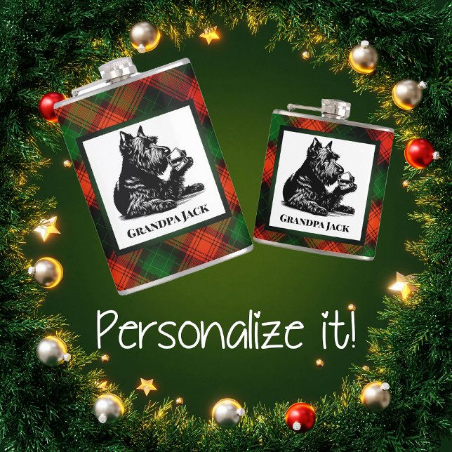 Cantil Cachorro Scotty Personalizado e Dram de Tartan Wee (Criador carregado)