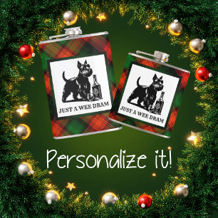 Cantil Cachorro Scotty Personalizado e Dram de Tartan Wee