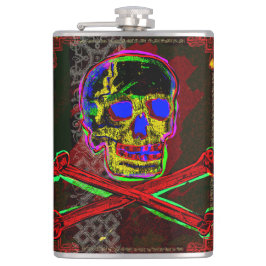 Cantil Calavera Crânio Arte NFT Geek Vermelho Azul Preto