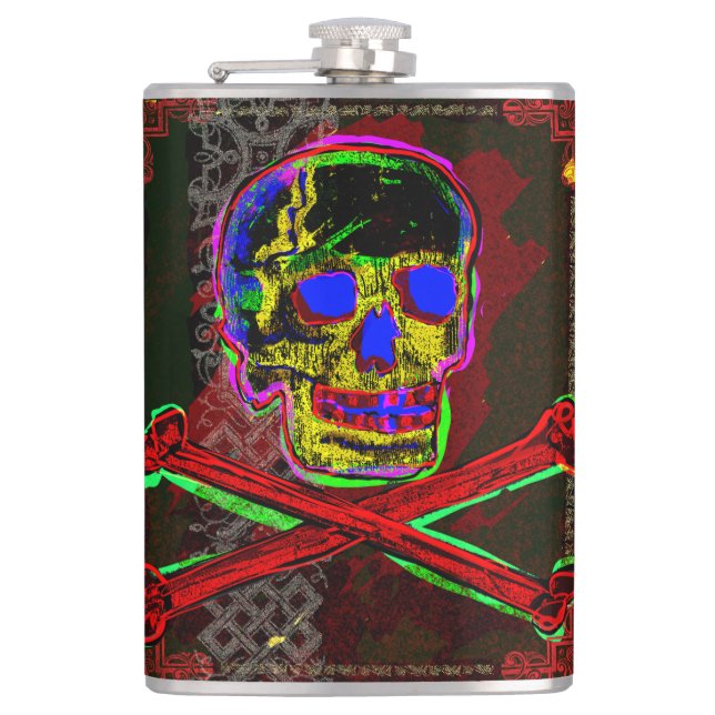 Cantil Calavera Crânio Arte NFT Geek Vermelho Azul Preto (Frente)