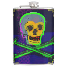 Calavera Skull Geek NFT Art Branco Azul Verde Dour