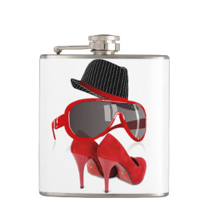 Cantil Calçados & vidros vermelhos do chapéu das senhor