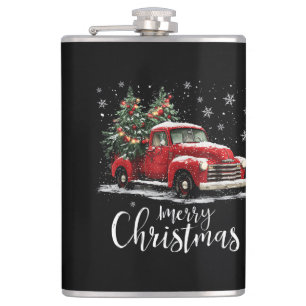 Cantil Caminhão Vermelho Antigo Papai Noel Árvore Feliz N