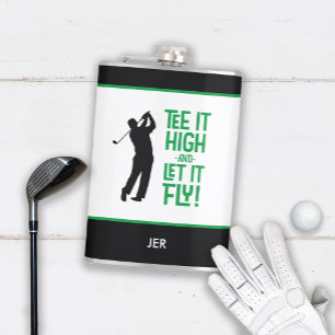 Cantil Camiseta de Golfe Esportes Humor Fofo Preto Verde