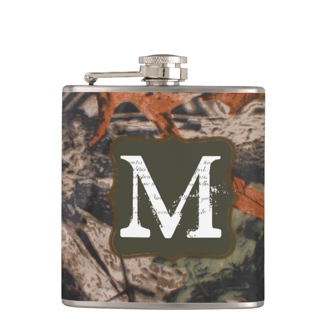 Cantil Camo Hunters Camouf Monogramas Whiskey Flask (Frente)